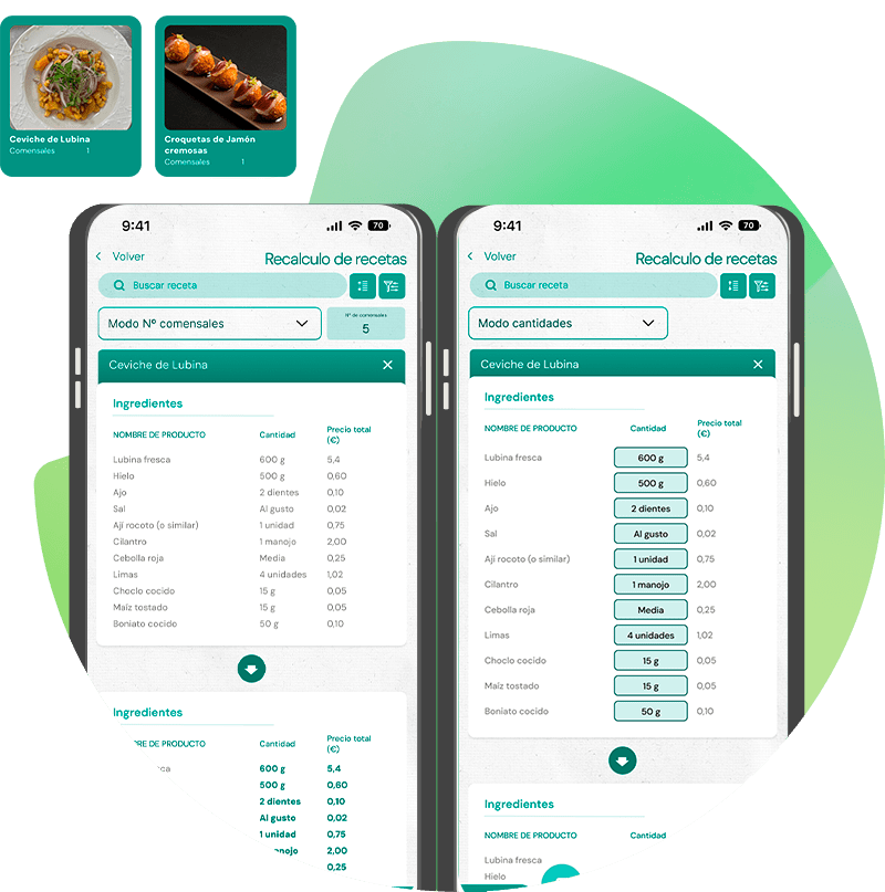mockup con pantalla de recetas app insiderest