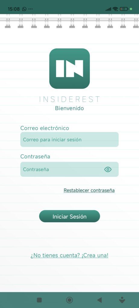 mockup inicio de app insiderest